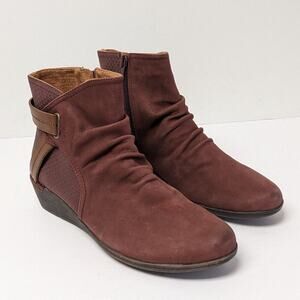 Cobb Hill Devyn Rouched Ankle Boots, Red, Women's 7 Wide